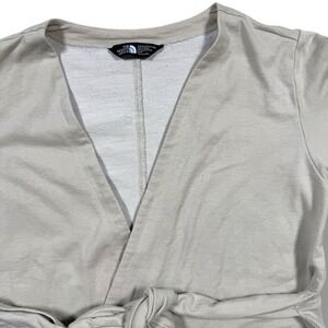 North Face‎ Cardigan Sweater Women's Medium Long Sleeve Wraps Ties Beige Cotton